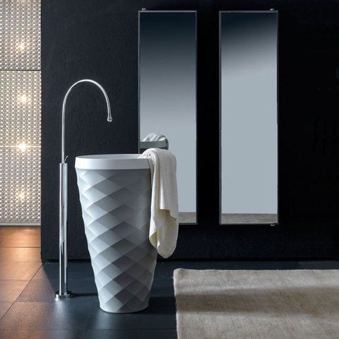 Умивальник MANHATTAN DIAMOND OVAL підлоговий H91см, &Oslash;60 см Solid Surface 1XXLV035 фото