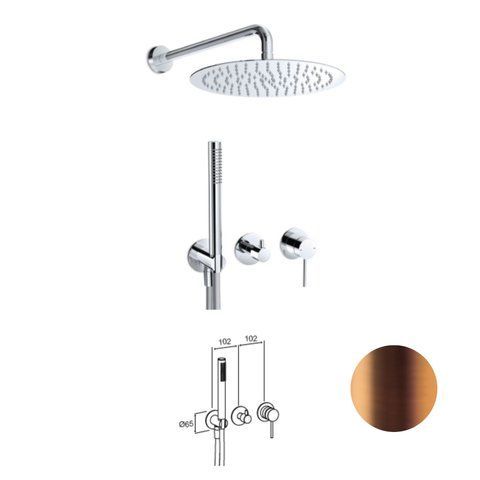 Tube Душовий к-кт на 2 вих. верхній душ 300 мм, ручн. душ Brushed copper PVD (3P 322 S300 CCP) 3P 322 S300 CCP фото